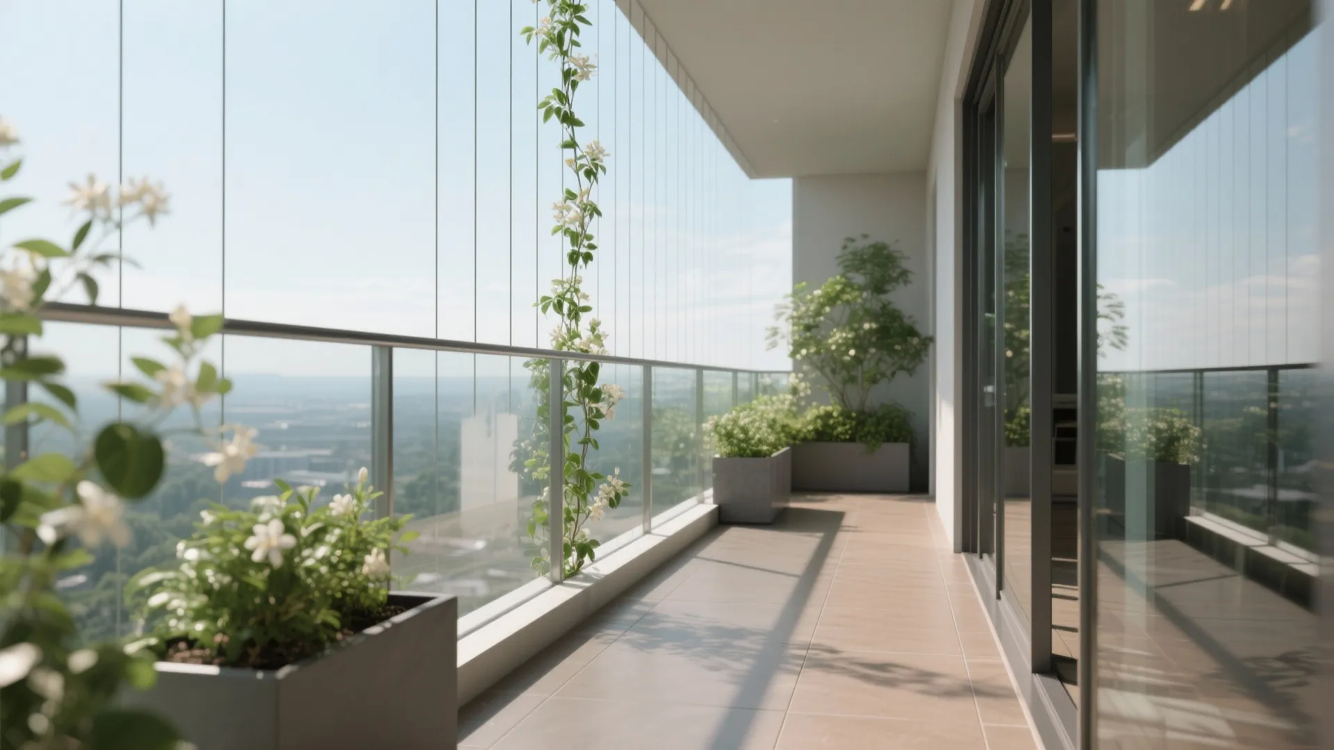 4) Glass + Greenery: Planters, Trellis, and Reflections