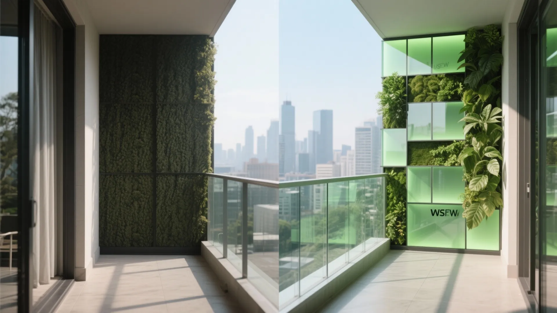 Glass Balustrade with a Faux Green Wall