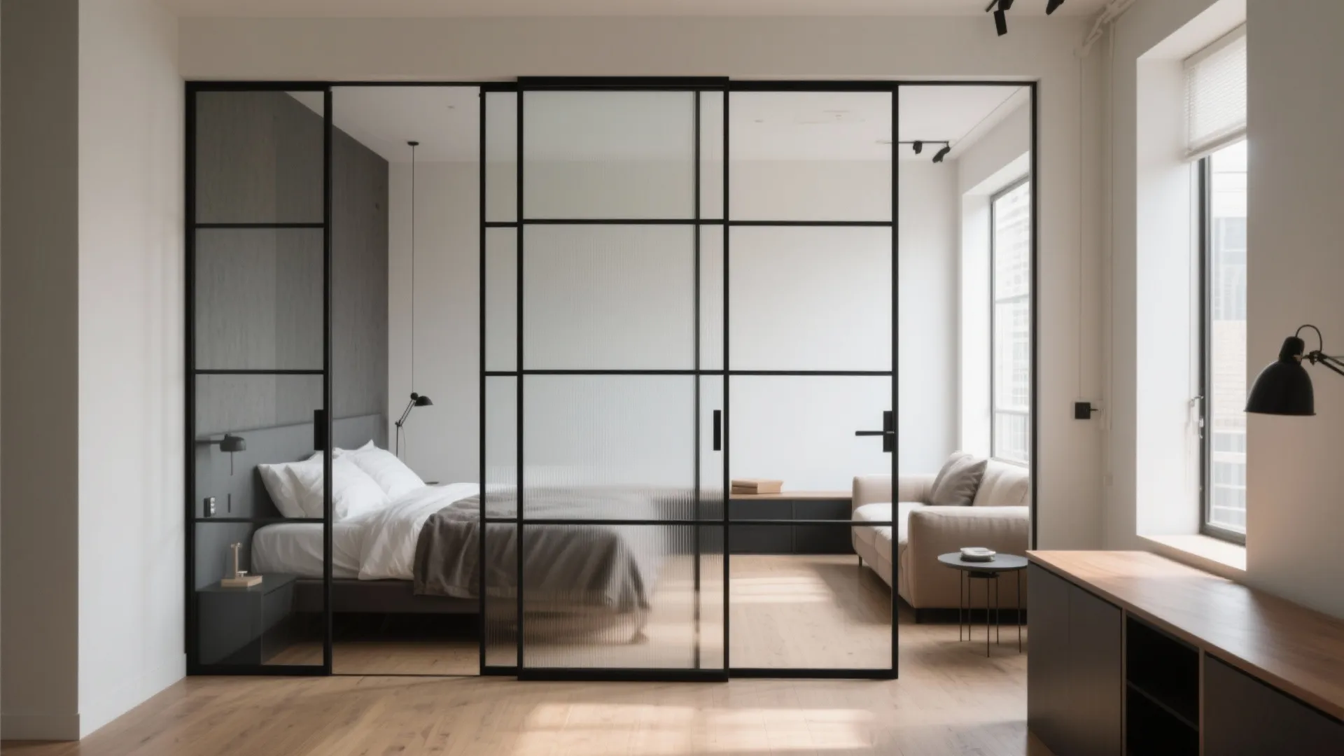 Glass-and-Steel Grid Partition (Crittall Style)