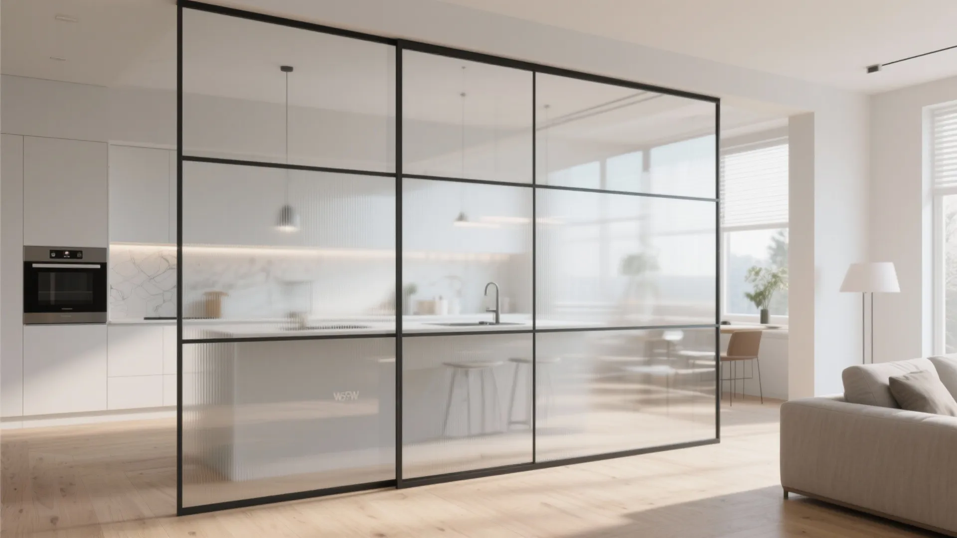 Glass Half Wall for Light and Sound