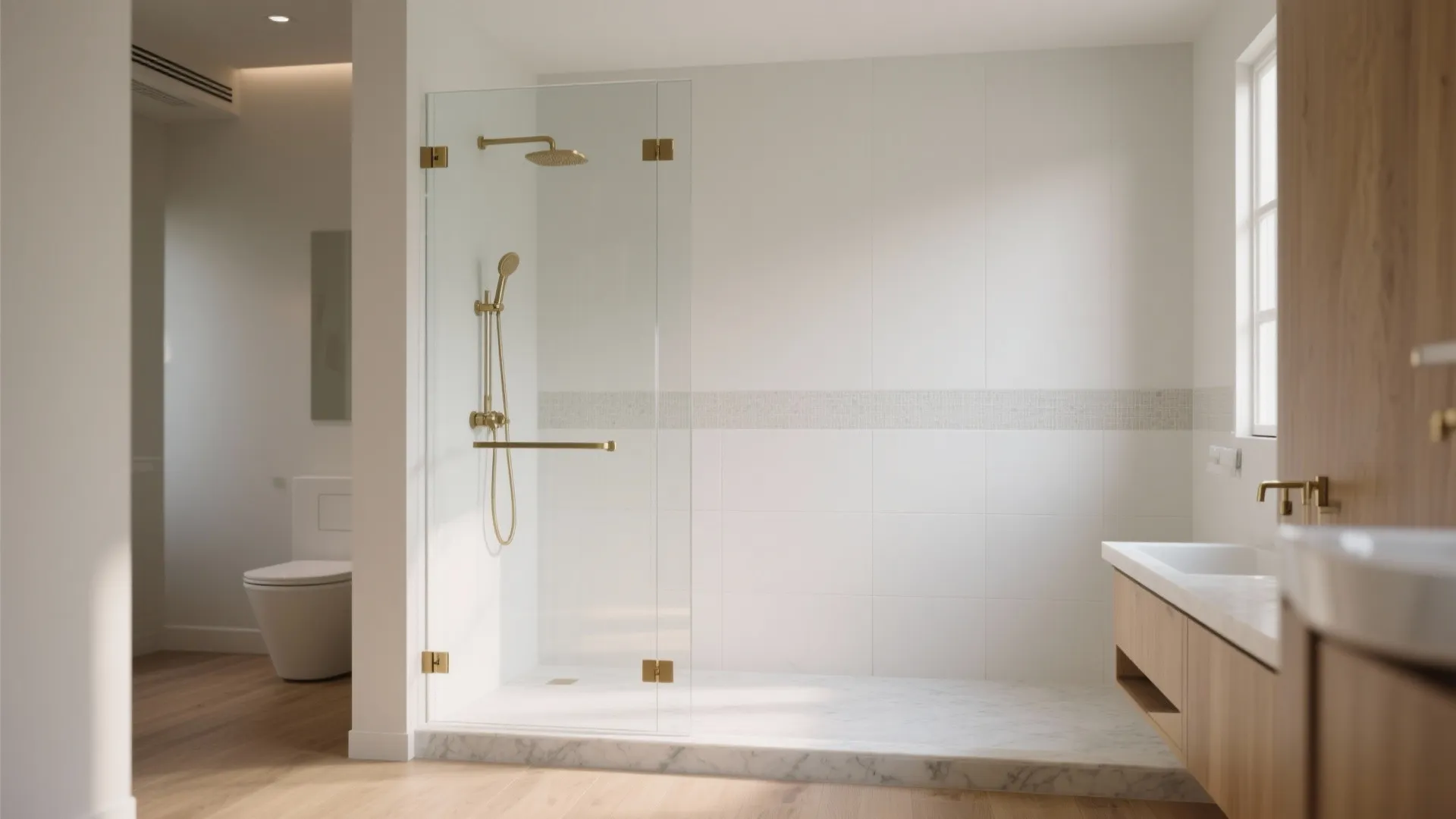 Glass enclosure and half-walls for airy zones