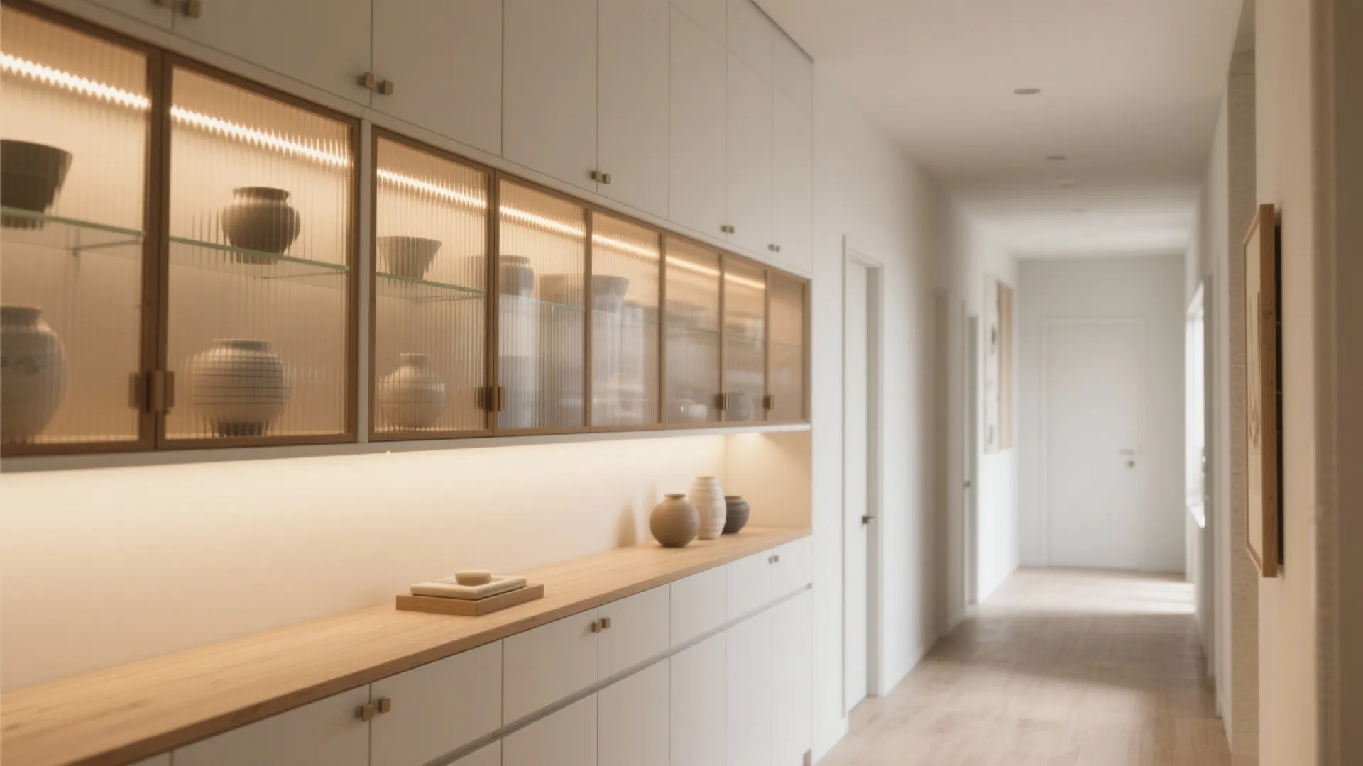 Glass-Front Hall Cupboards for Display