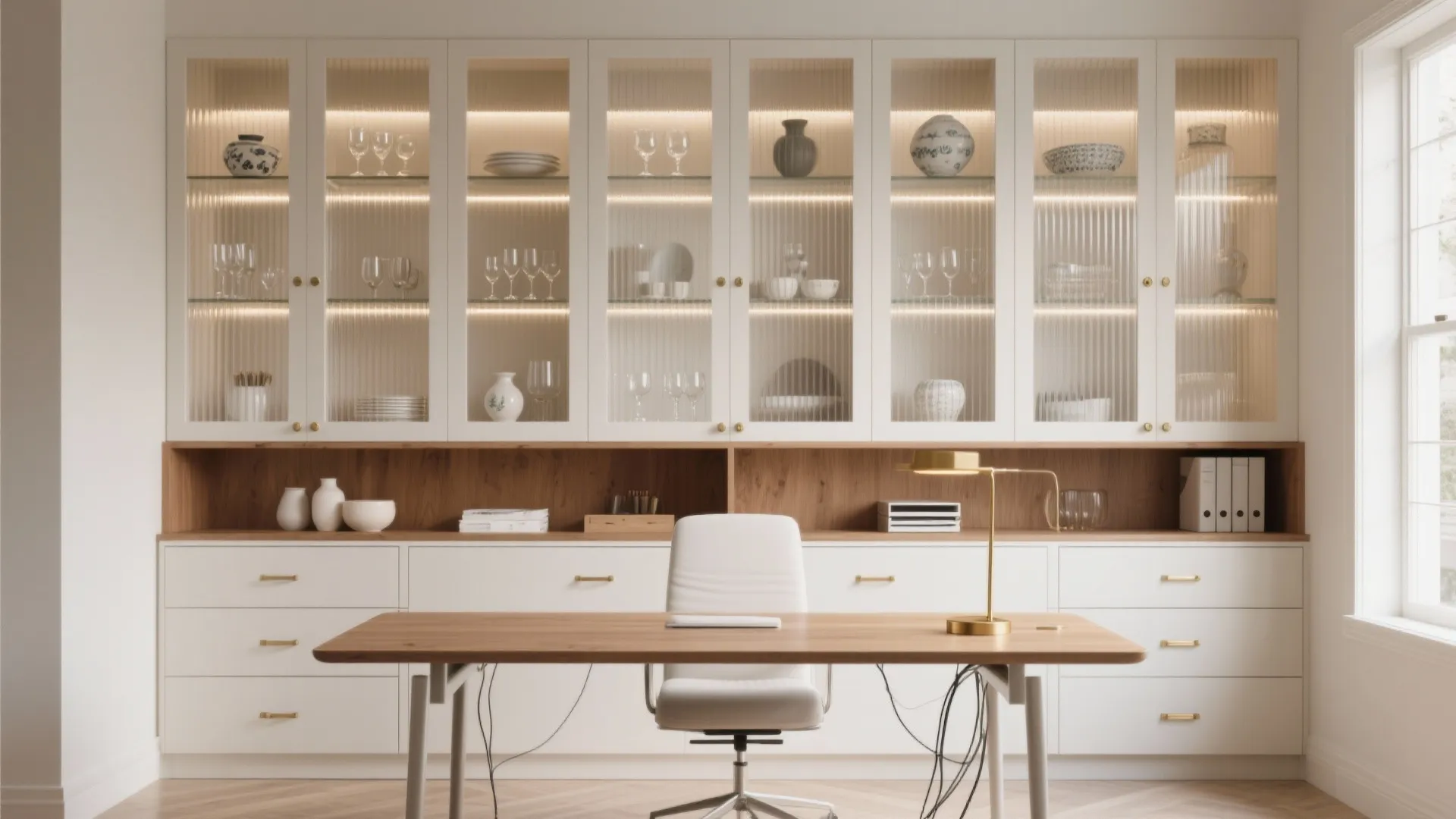 Glass Hutch + Slim Desk Combo