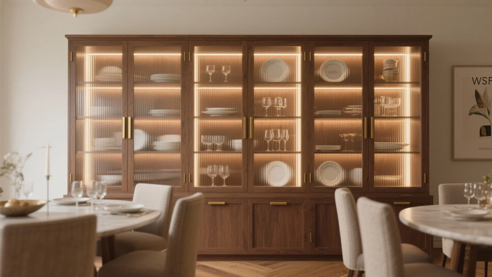 Glass-front hutch with integrated lighting