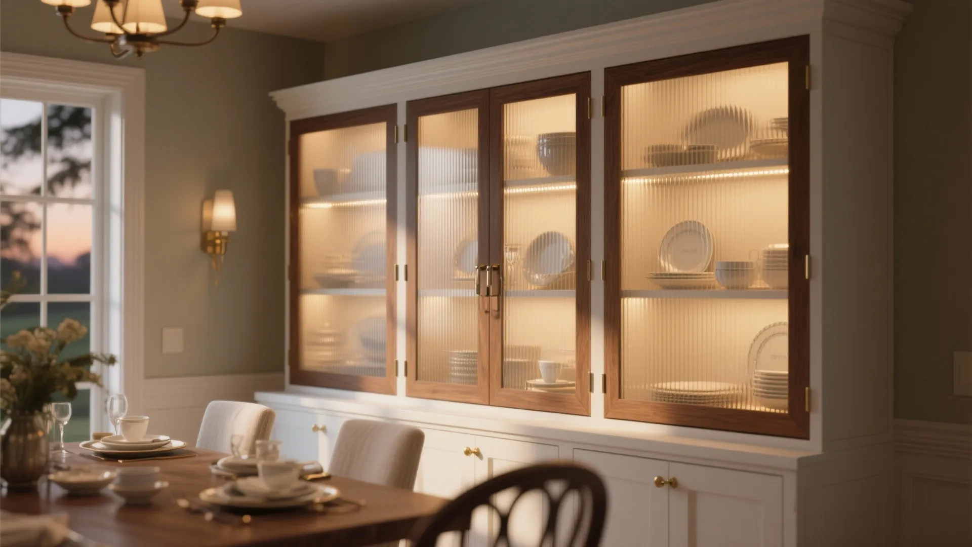 Glass-Front Hutch with Gentle Lighting