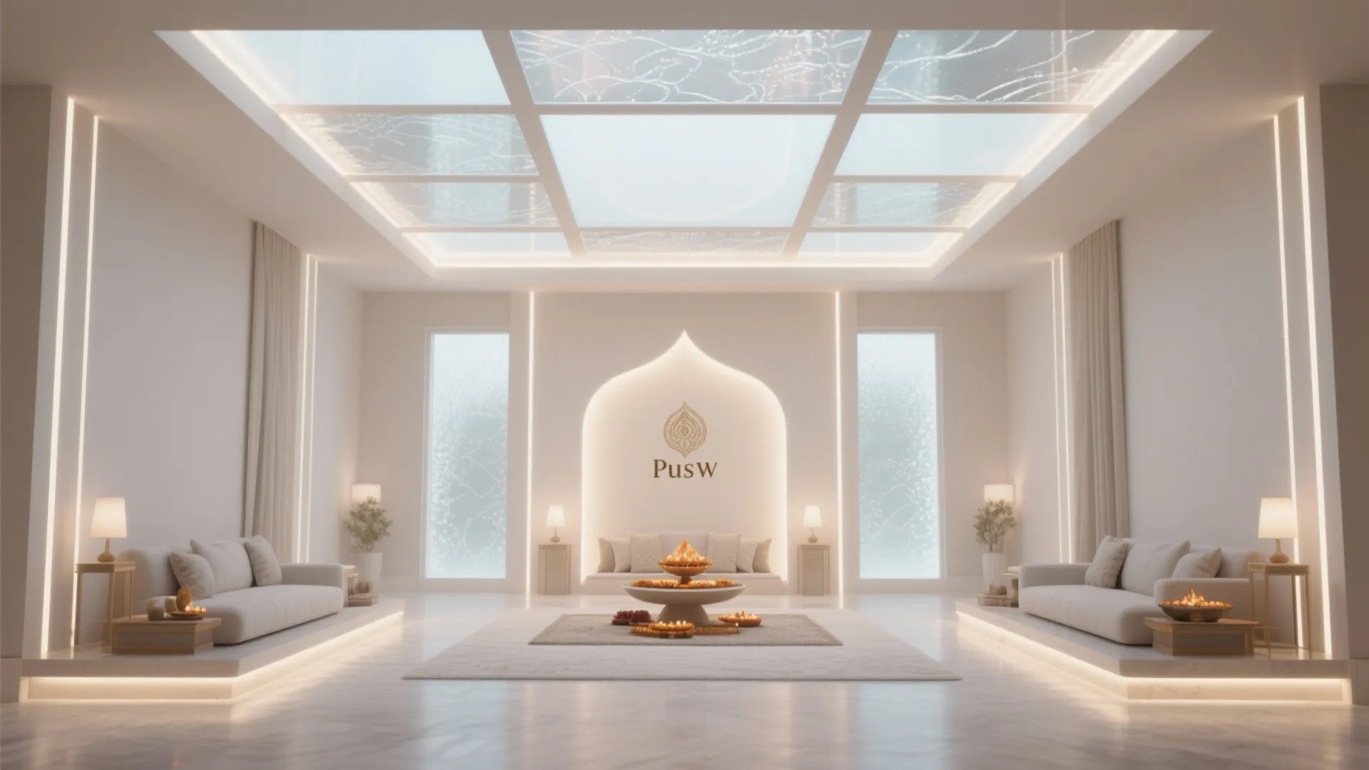 Glass Inlay Ceiling with LED Glow