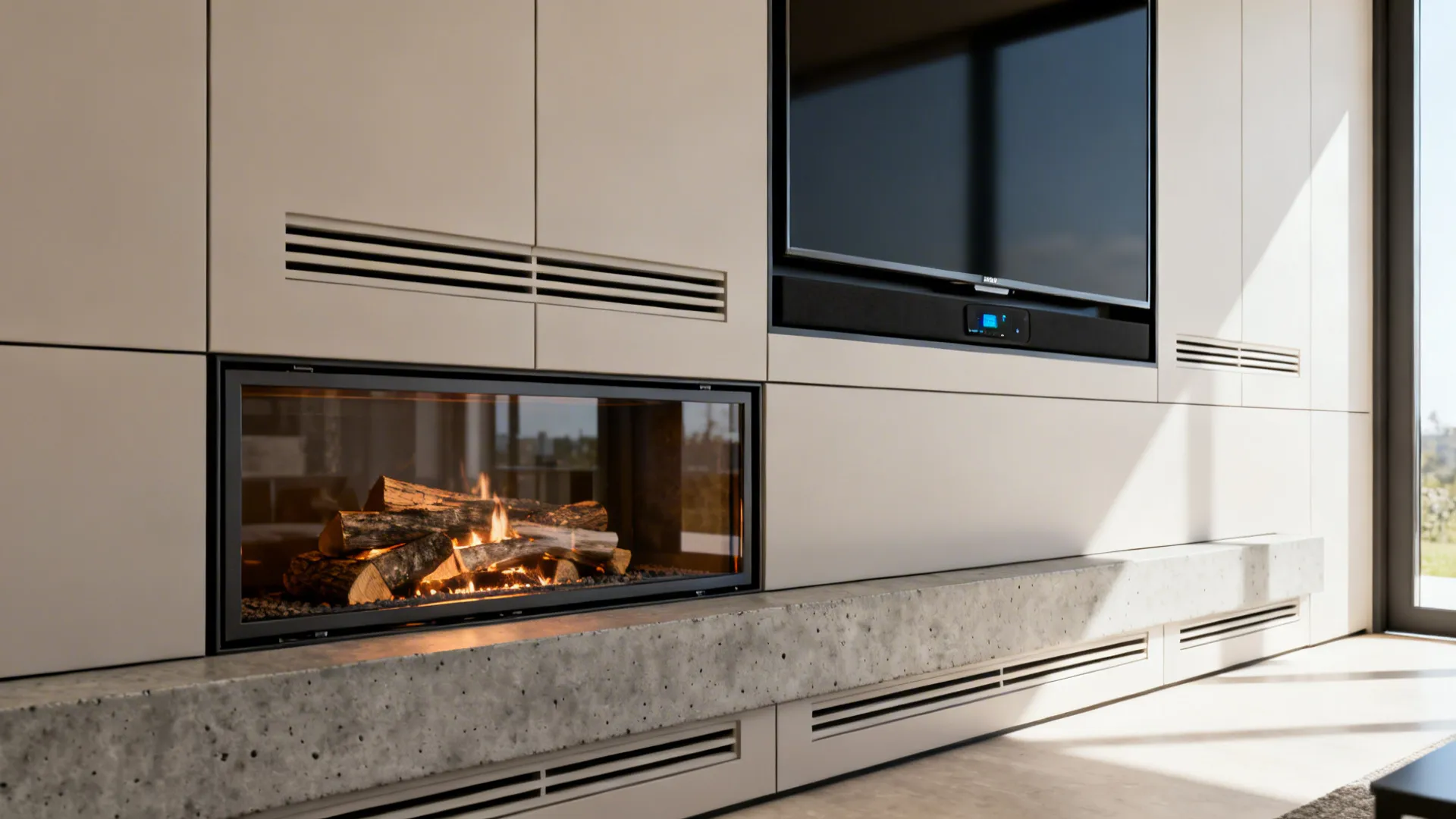 4. Glass-screened insert in a media wall