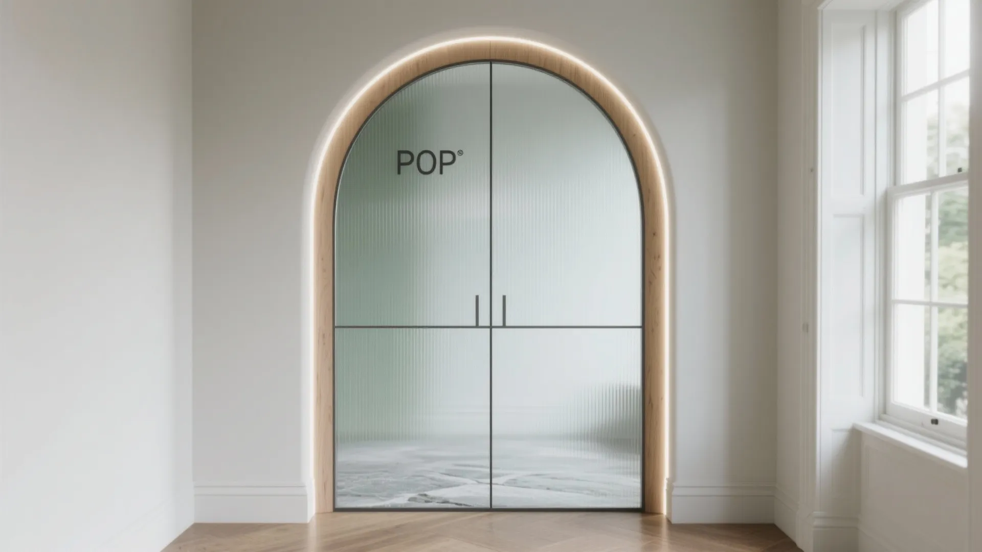 Glass-Inset POP Arch for Airy Hallways