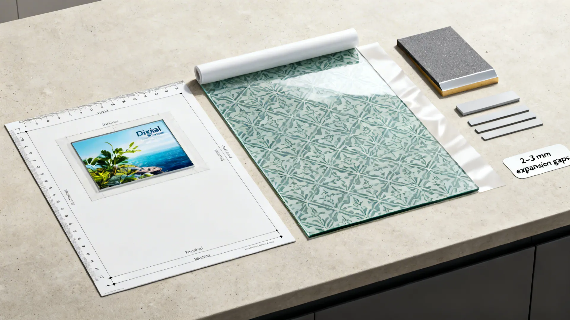 2) Glossy Glass Panel with Colorized Album Motifs