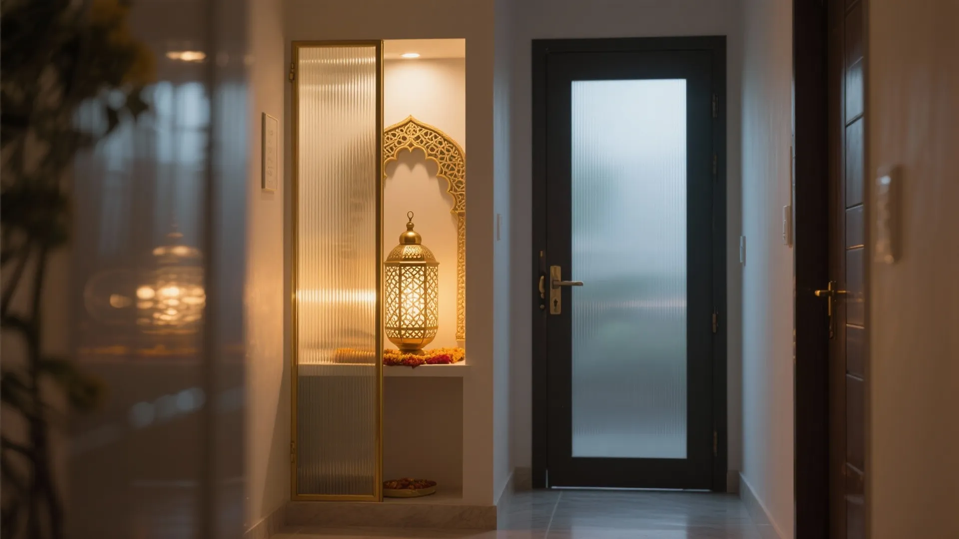 Glass jali panels for light, privacy, and a sacred pause