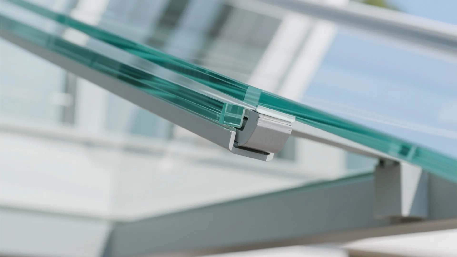 Frameless glass roof with side screens