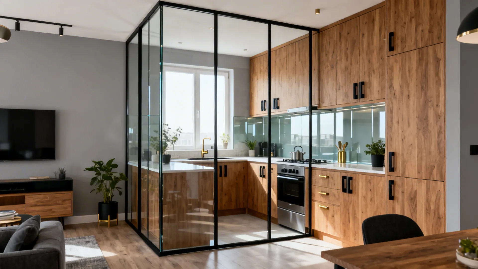 Kitchen design with glass partition: 5 ideas that work