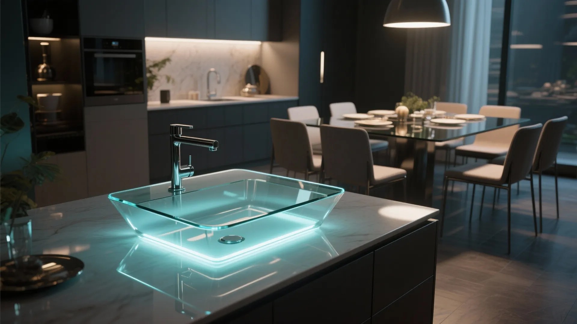 Glass Basin with Underlit LED