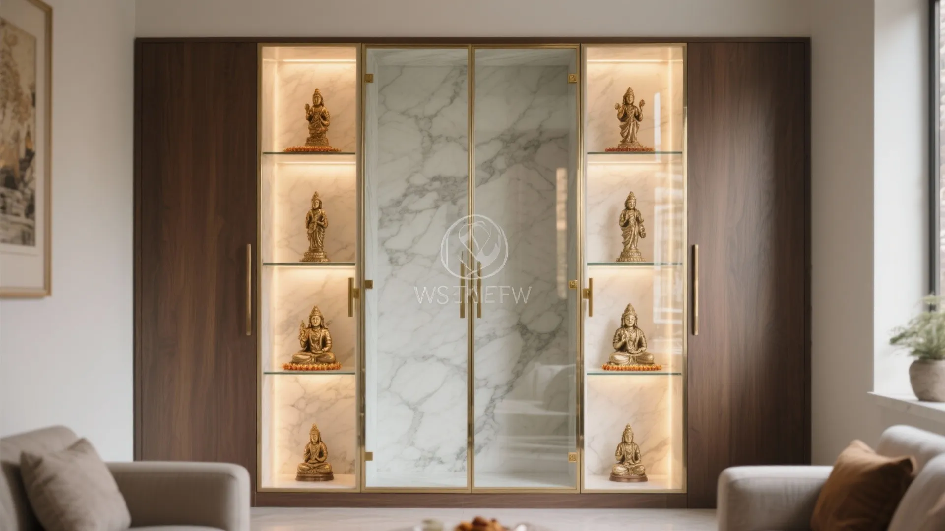 Glass-Front Shrine Cabinet with LED Backlighting