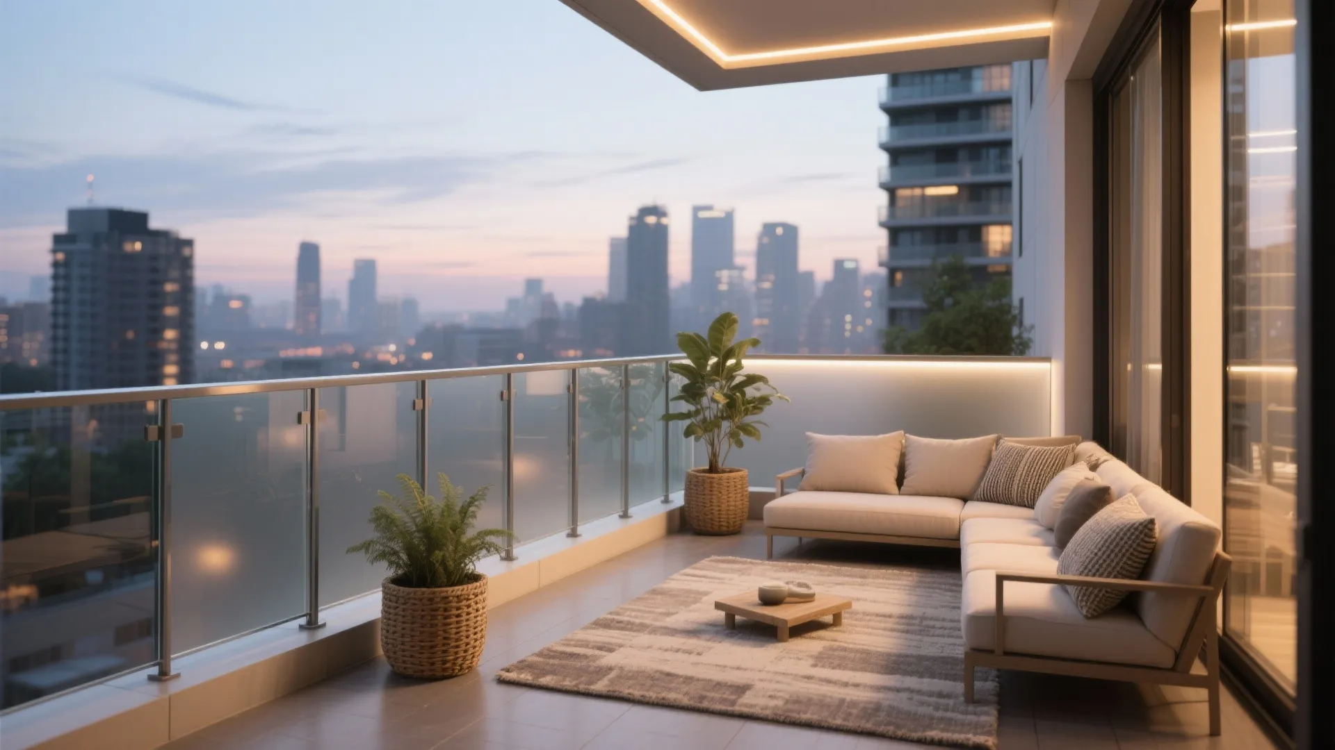 2) Glass balustrades and light lines