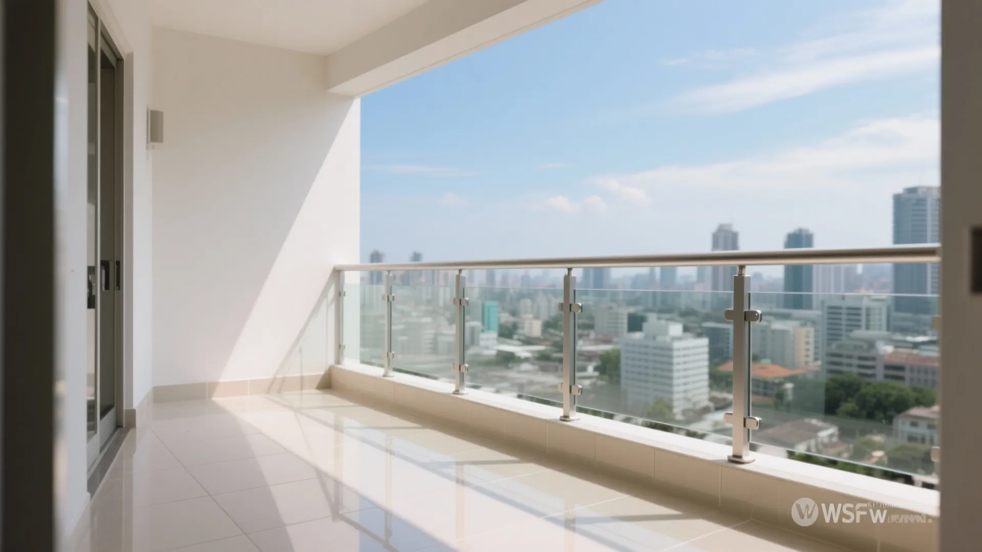 Glass railing and pale floors to boost light and breeze