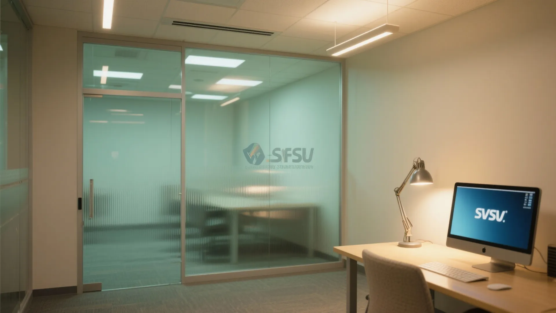 Glass Partitions and Layered Light for Visual Openness