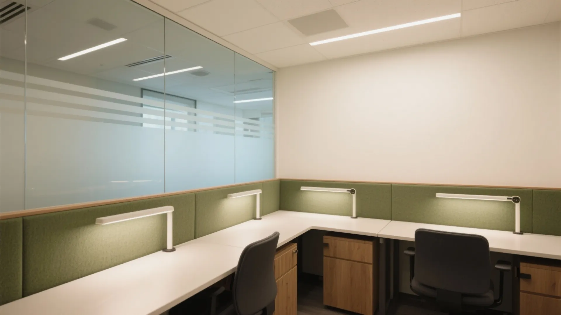 1) Clear sightlines with glass and layered lighting