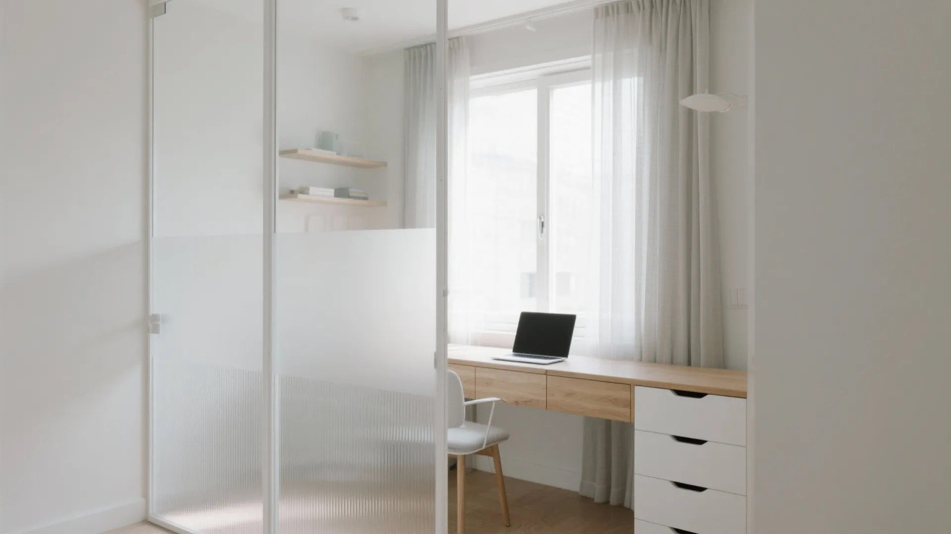 Borrowed light with glass and light-toned finishes