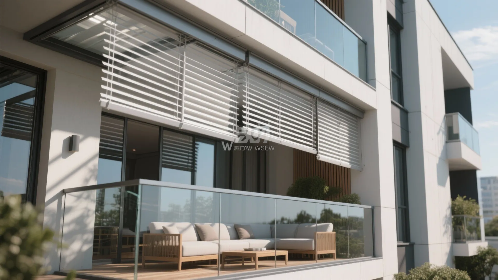 Glass roof with operable louvers