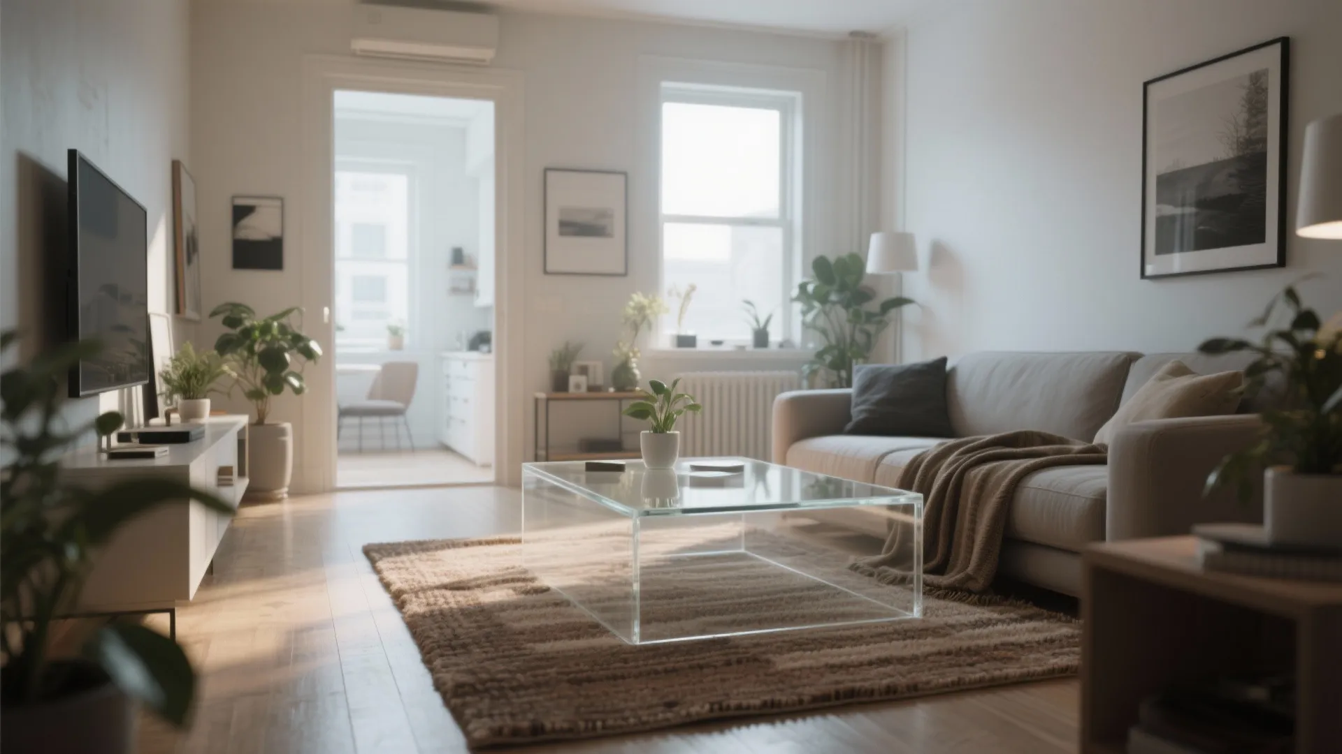 5. Glass or Lucite Table to Open the Space