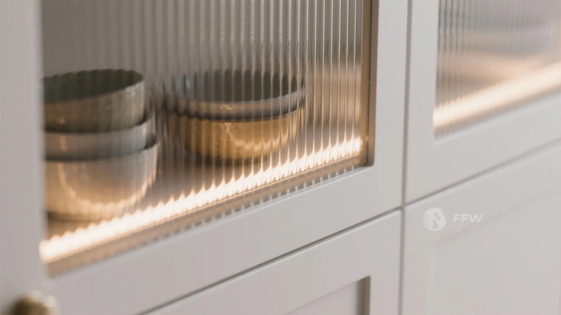 2) Glass-Front Shallow Cabinets for Airiness