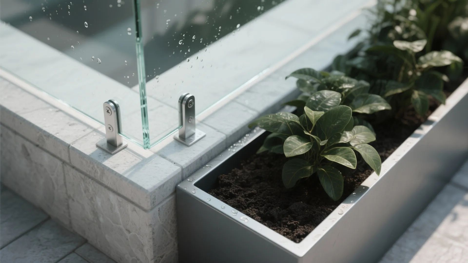 Frameless Glass Railing + Planter Edge