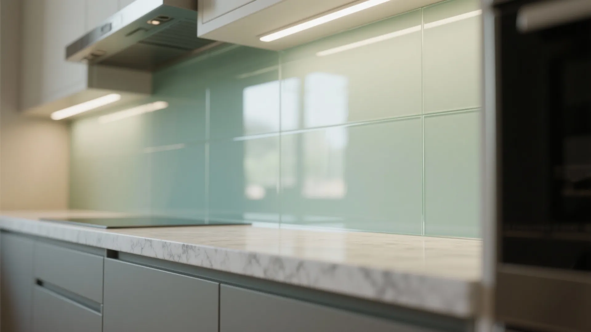A glass backsplash for brighter, breezier cooking