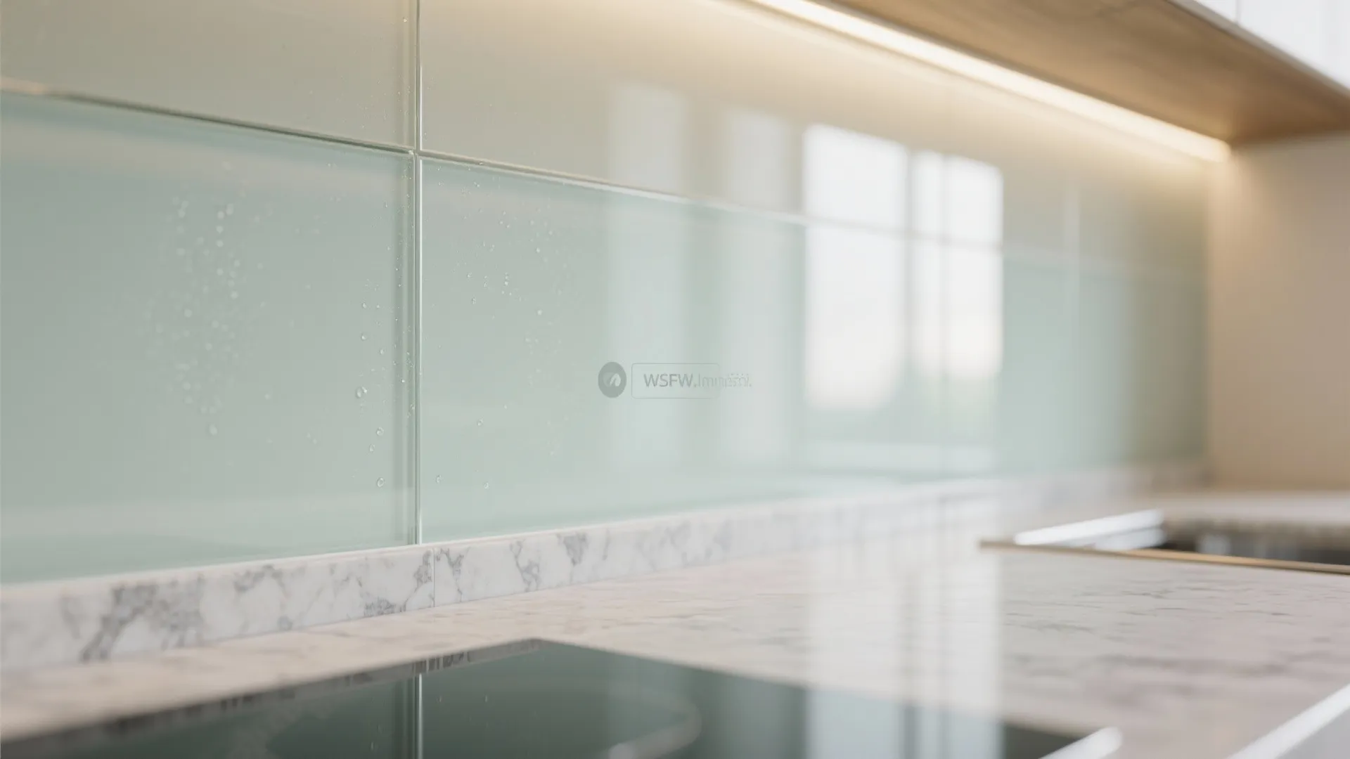 Glass backsplash for an airy feel
