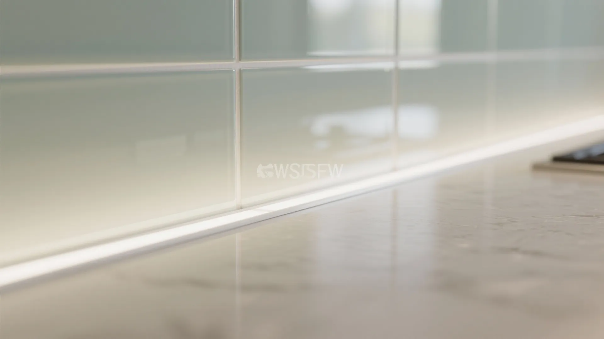 Glass backsplash and mirrored moves for airy light