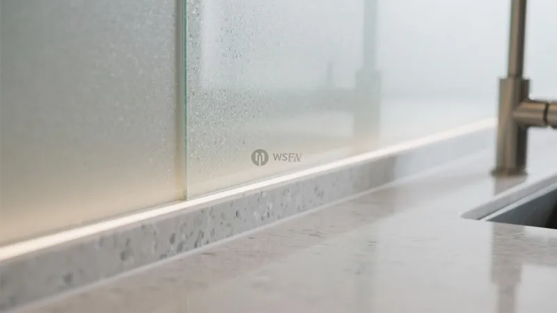 Modern Kitchen Countertop with Backlit Glass Splash