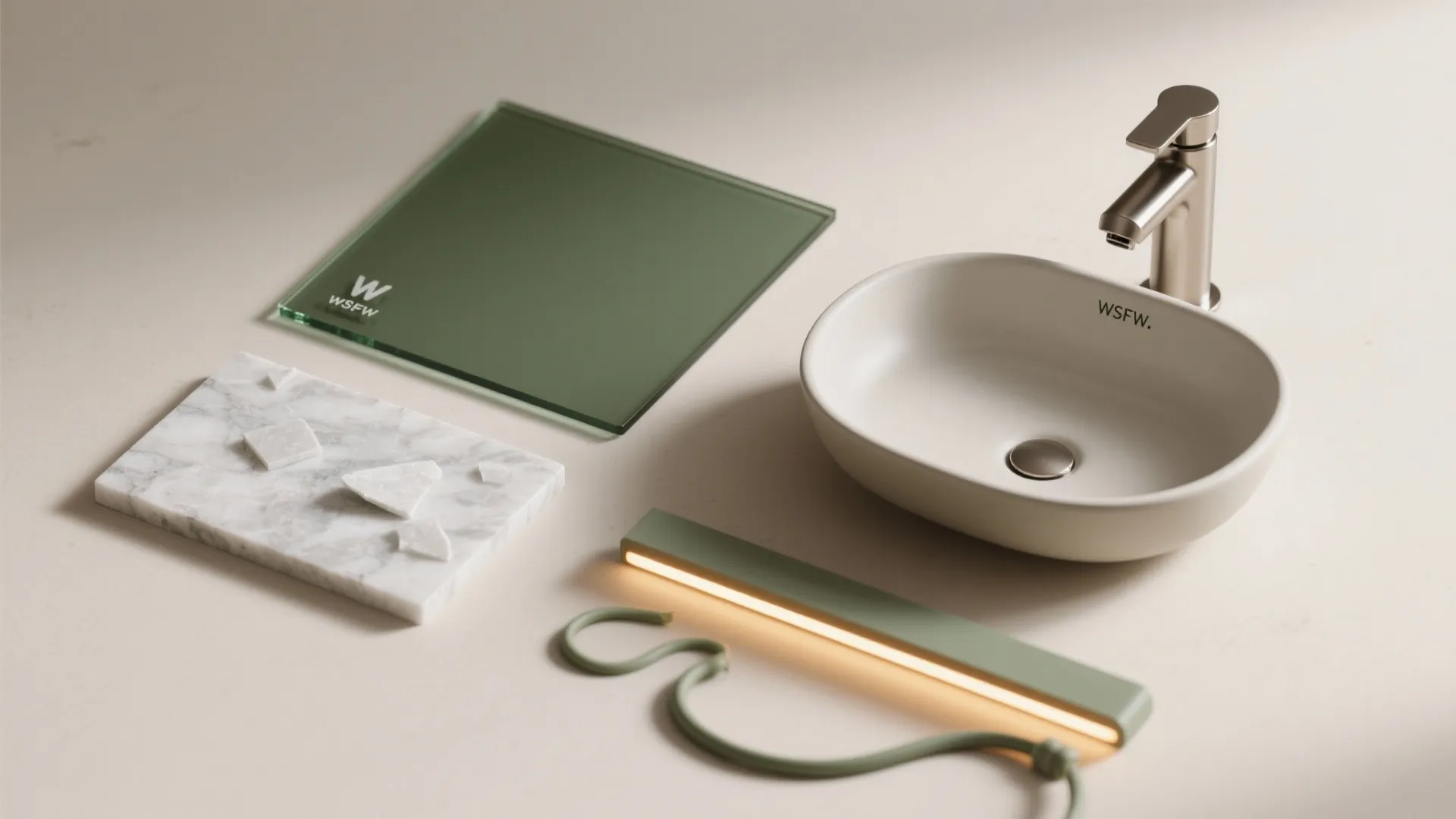 Back-painted glass backsplash with slim counter