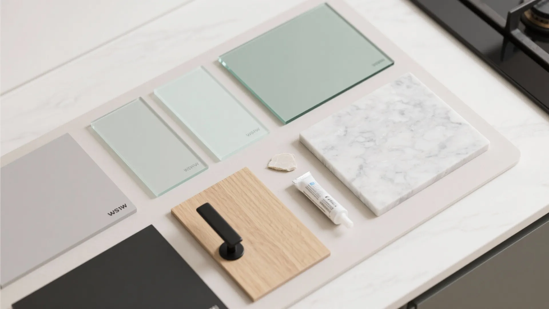 Glass backsplash for a brighter feel