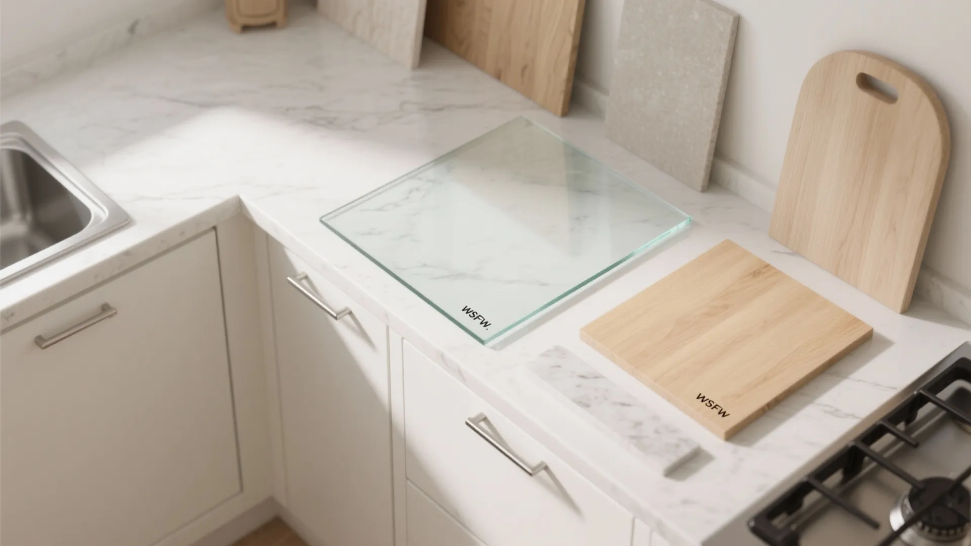 Glass Backsplash for Airy Feel