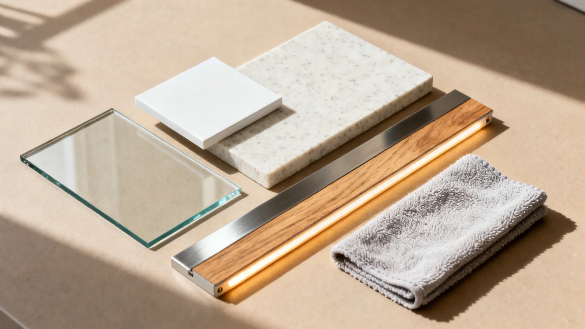 2) Glass backsplash for depth and light