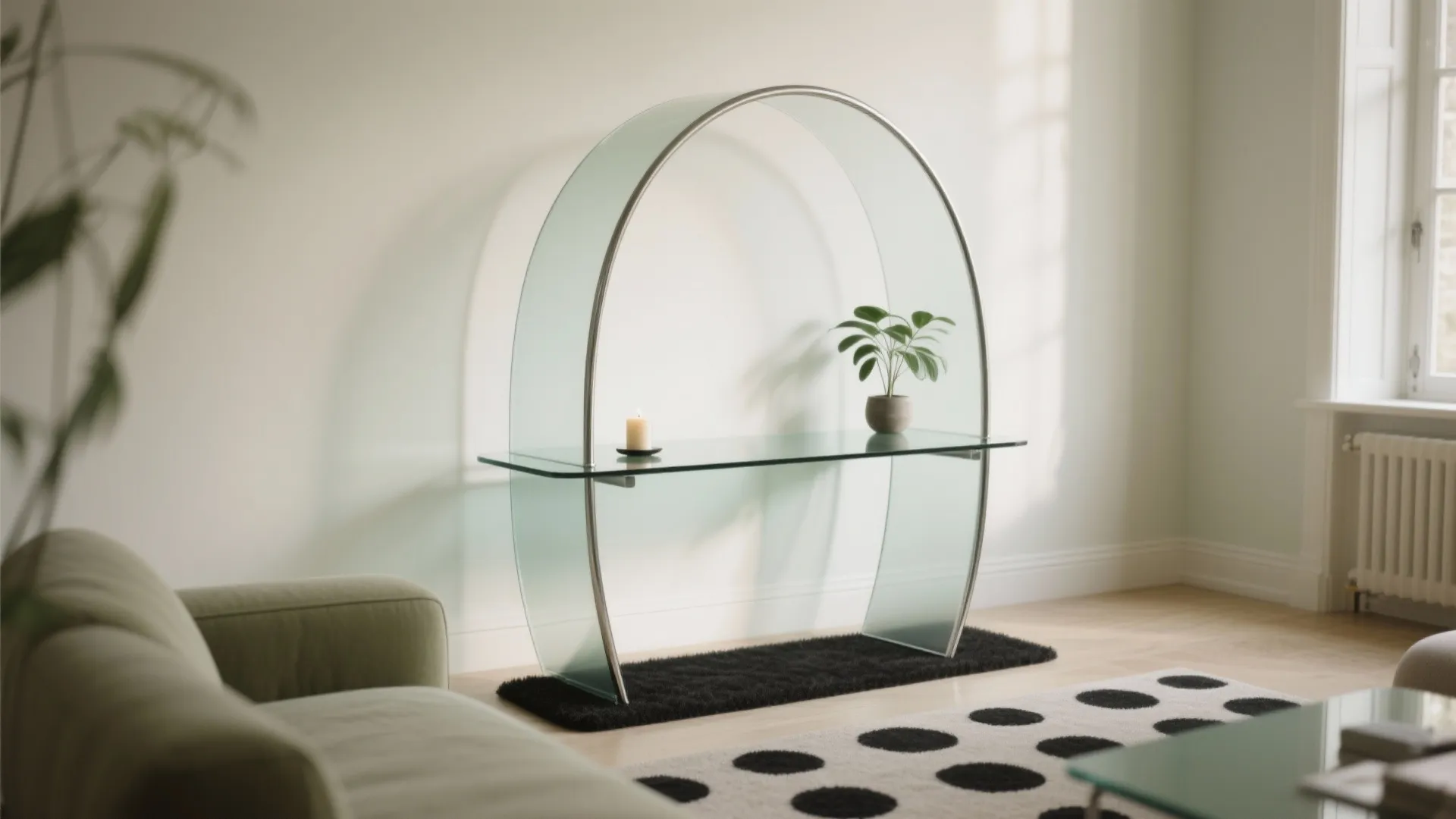 Sculptural Glass or Metal Console for Lightness