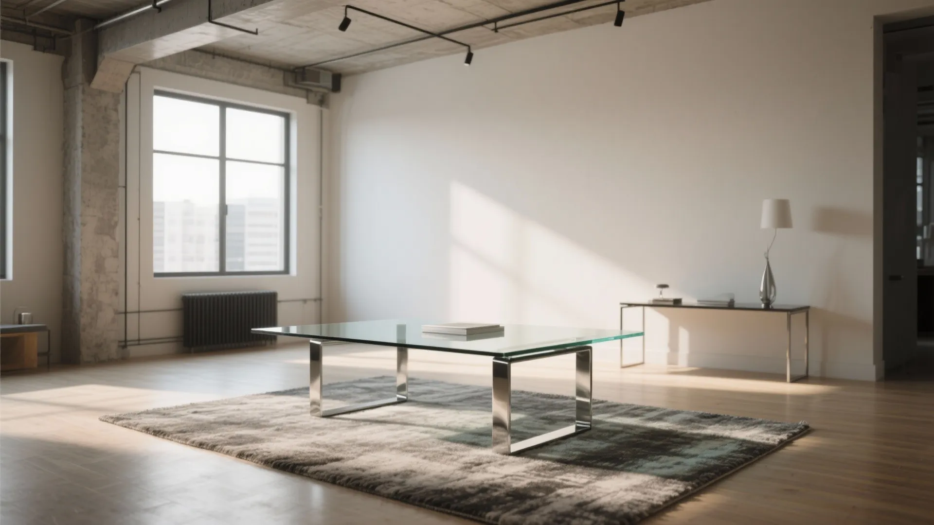 Glass Table with Metal Frame