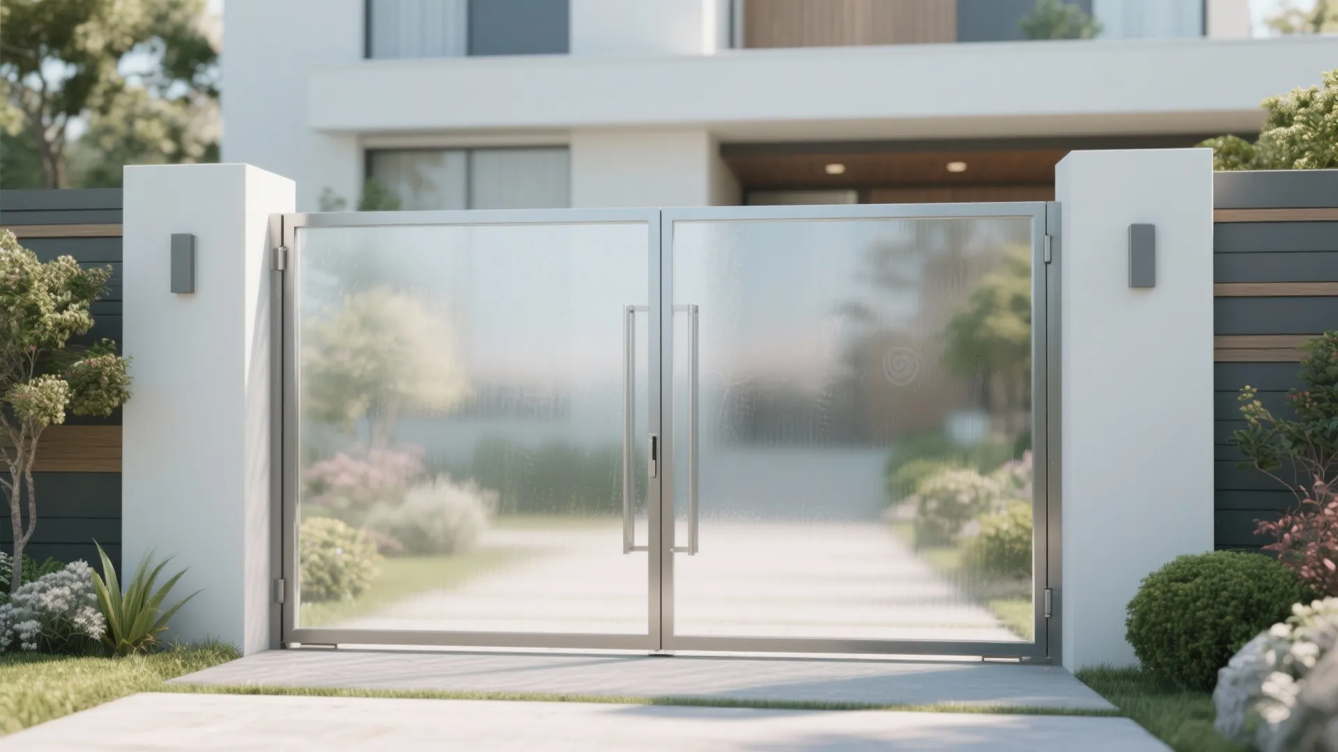 Glass Panel Gate with Metal Frame