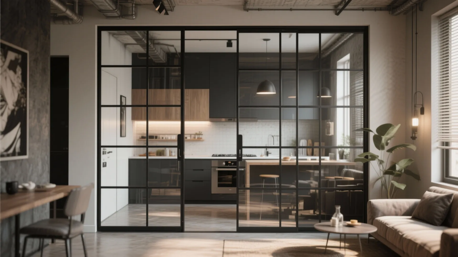 5. Glass Partition with Metal Frame