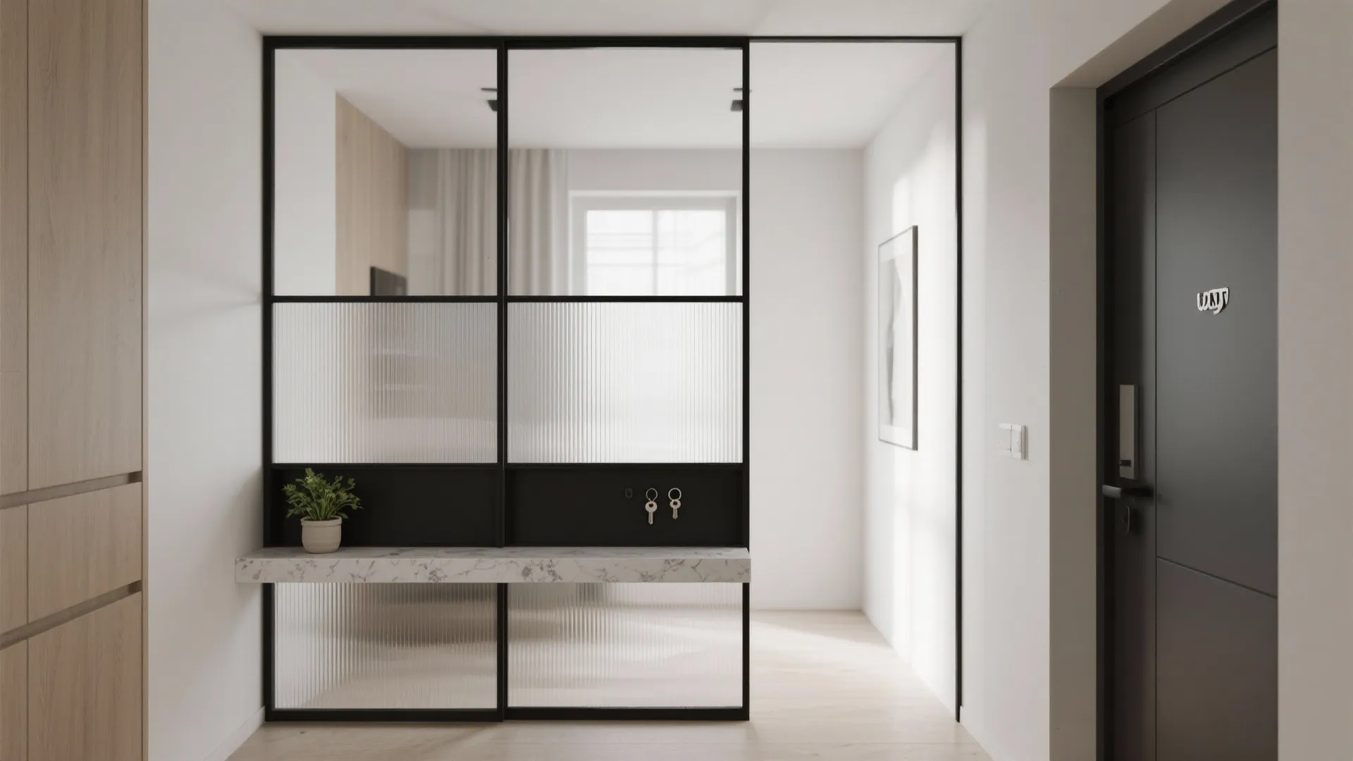 Glass and Metal Partitions with a Light Shelf