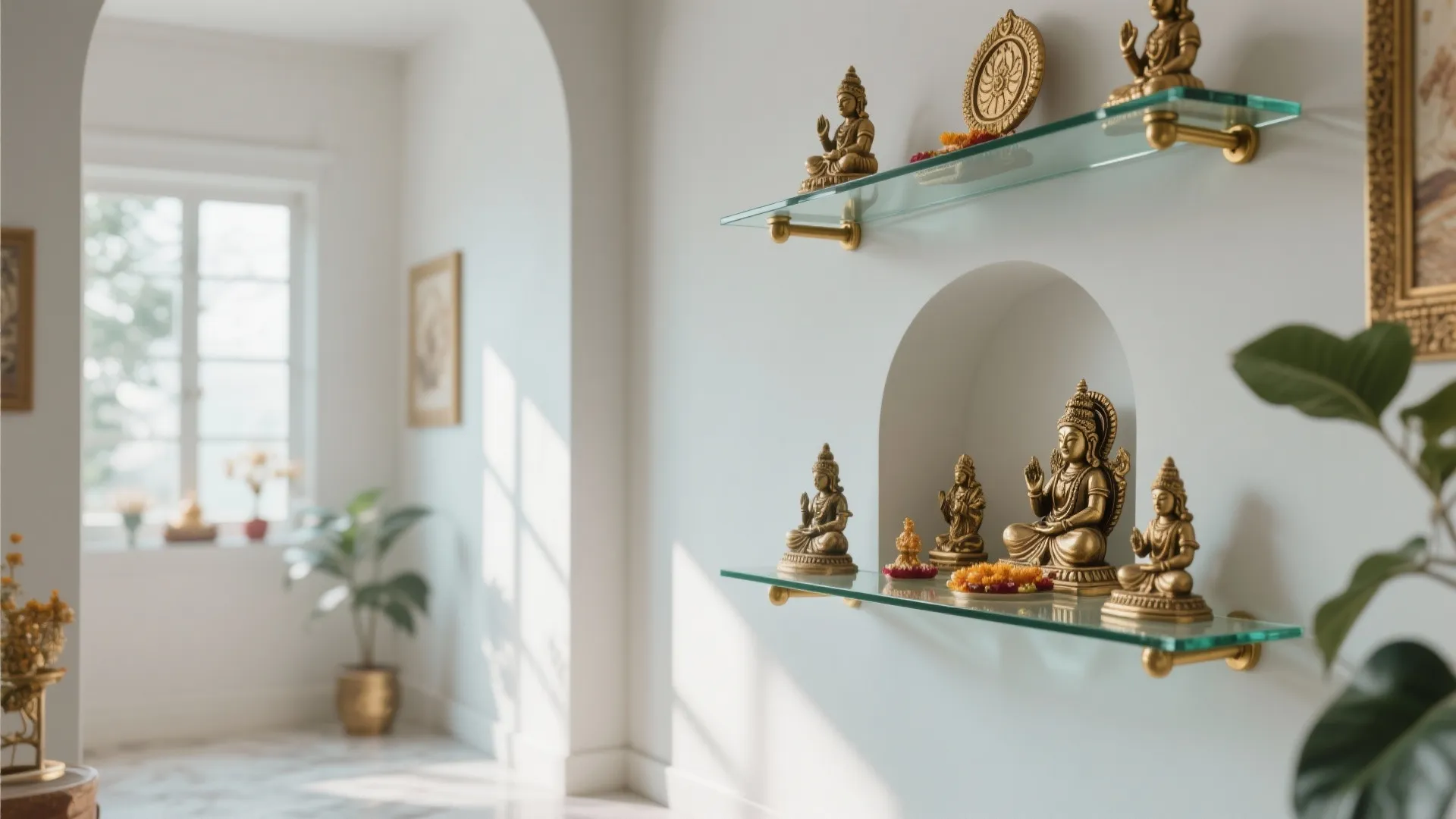 Glass Shelving with Metal Accents