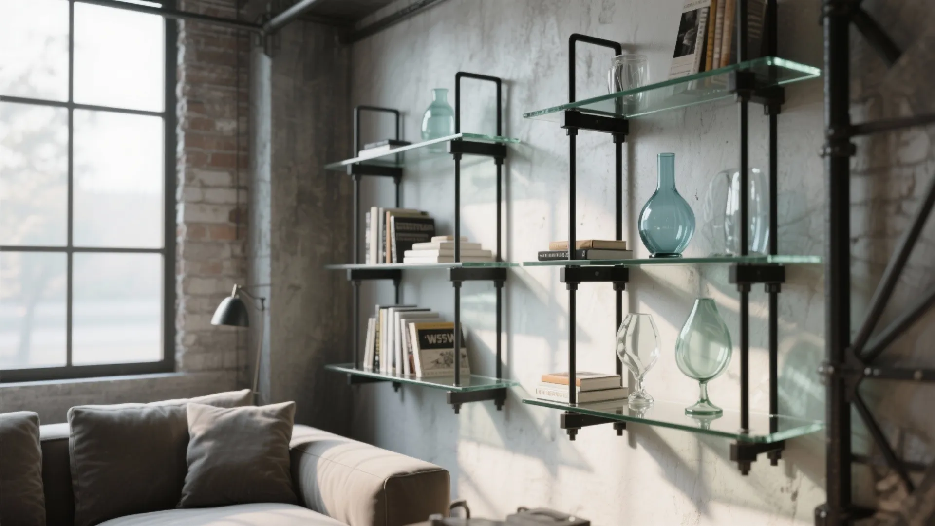 Glass and Metal Accent Shelves