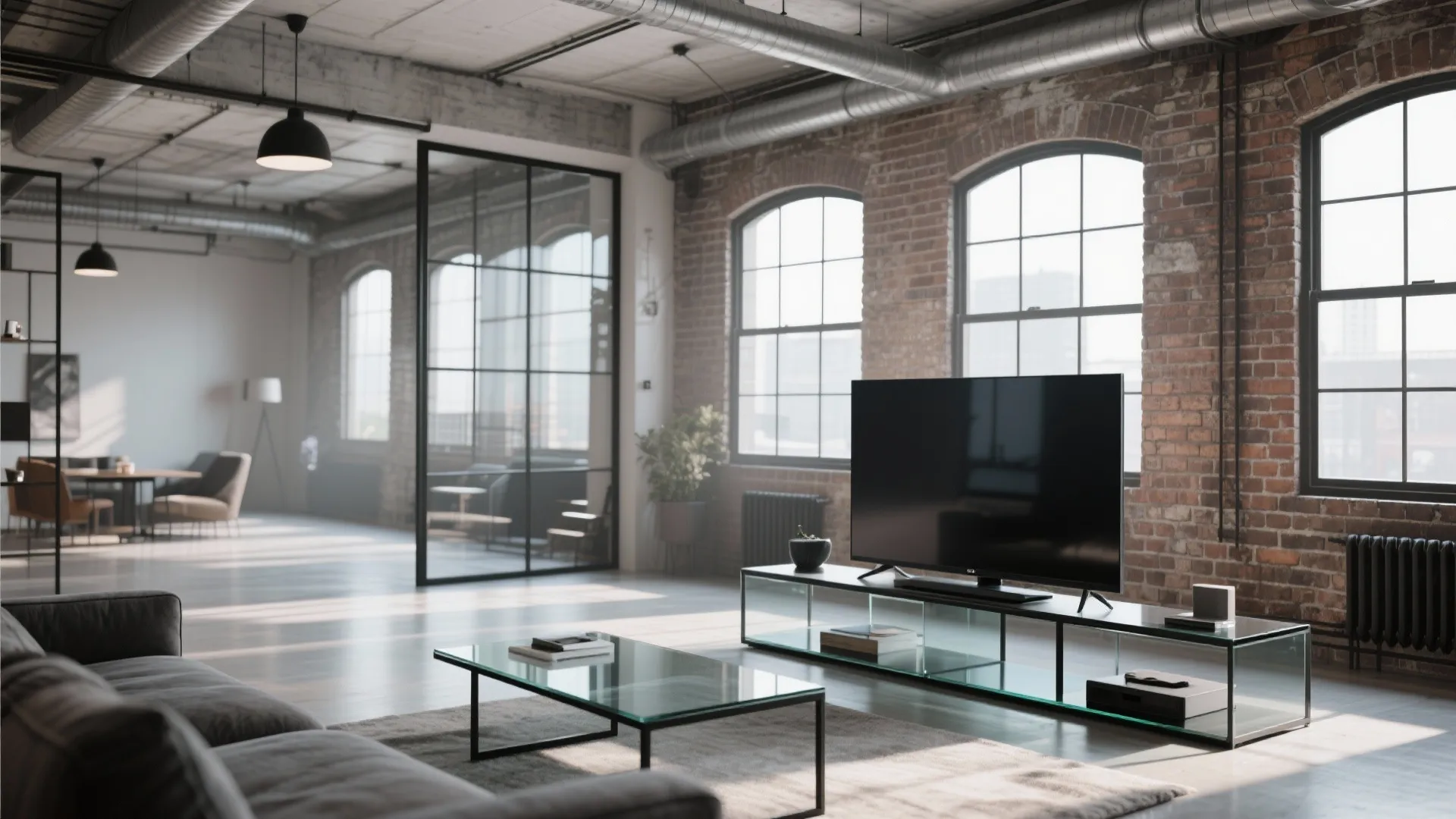 4. Glass & Metal TV Unit