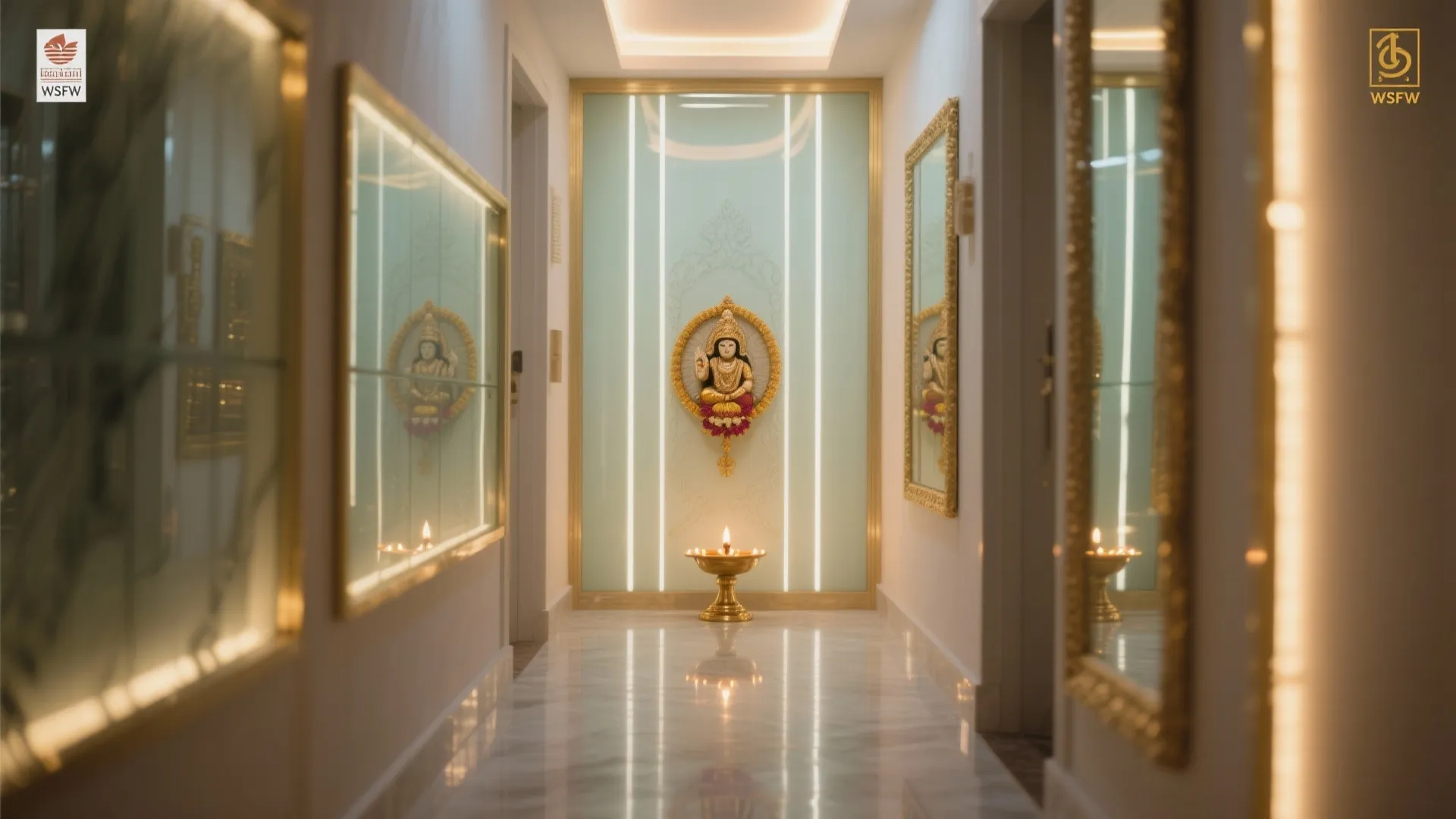 Glass, Mirror, and Soft Lighting for Airy Sanctity