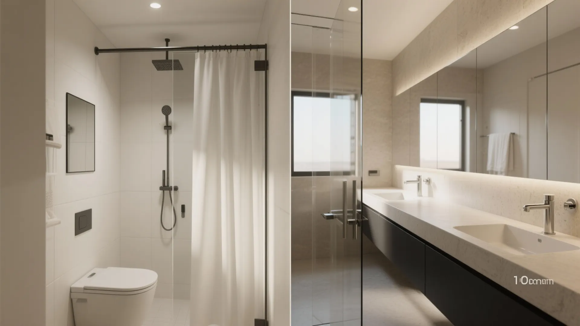 Frameless Glass + Oversized Mirror: Make It Feel Twice as Wide