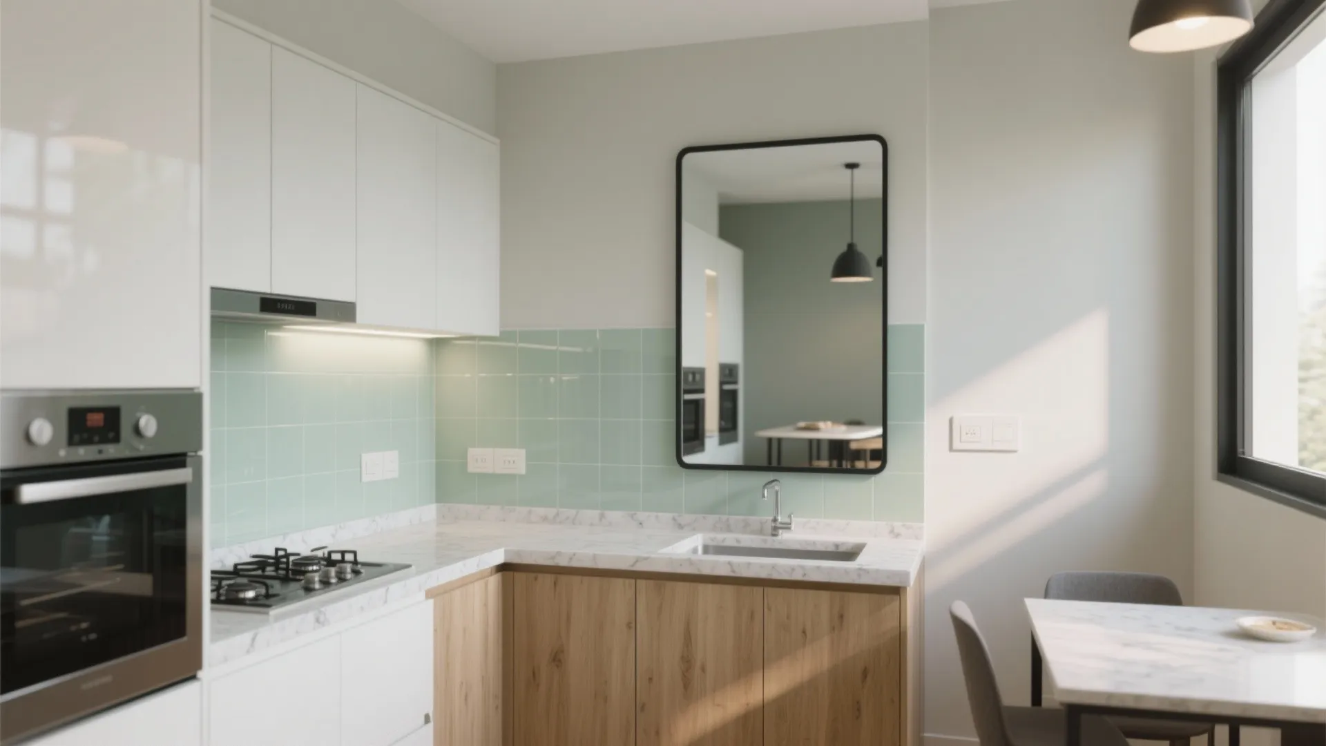 Glass Backsplash + Mirrors: Brighter, Bigger, Better