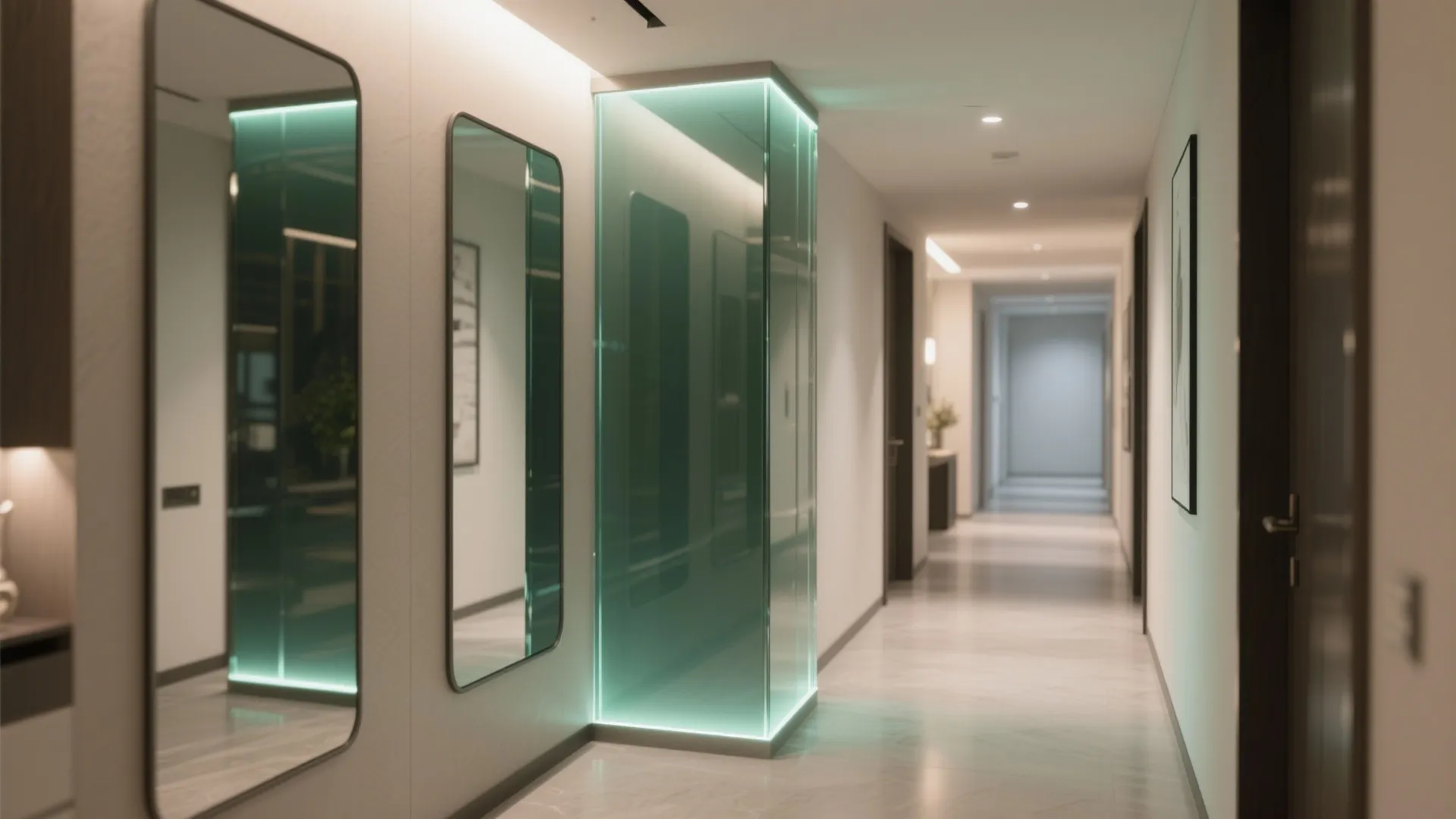 Glass-Wrapped or Mirrored Pillar to Expand Light