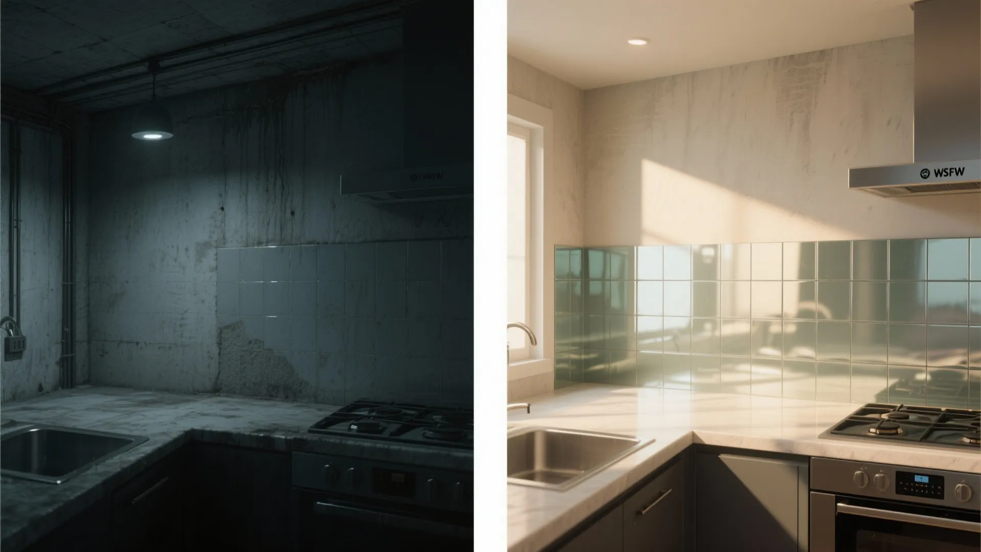 4. Glass or mirrored backsplash for brightness