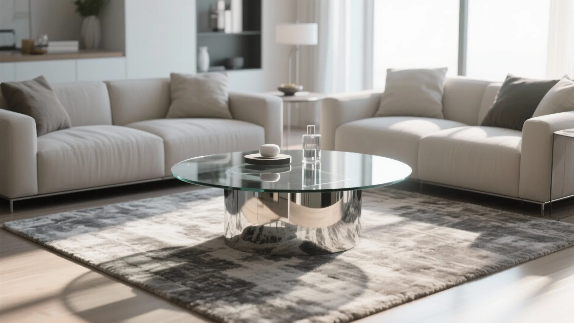 5. Glass or Mirrored Round Table (Visually Lightweight)