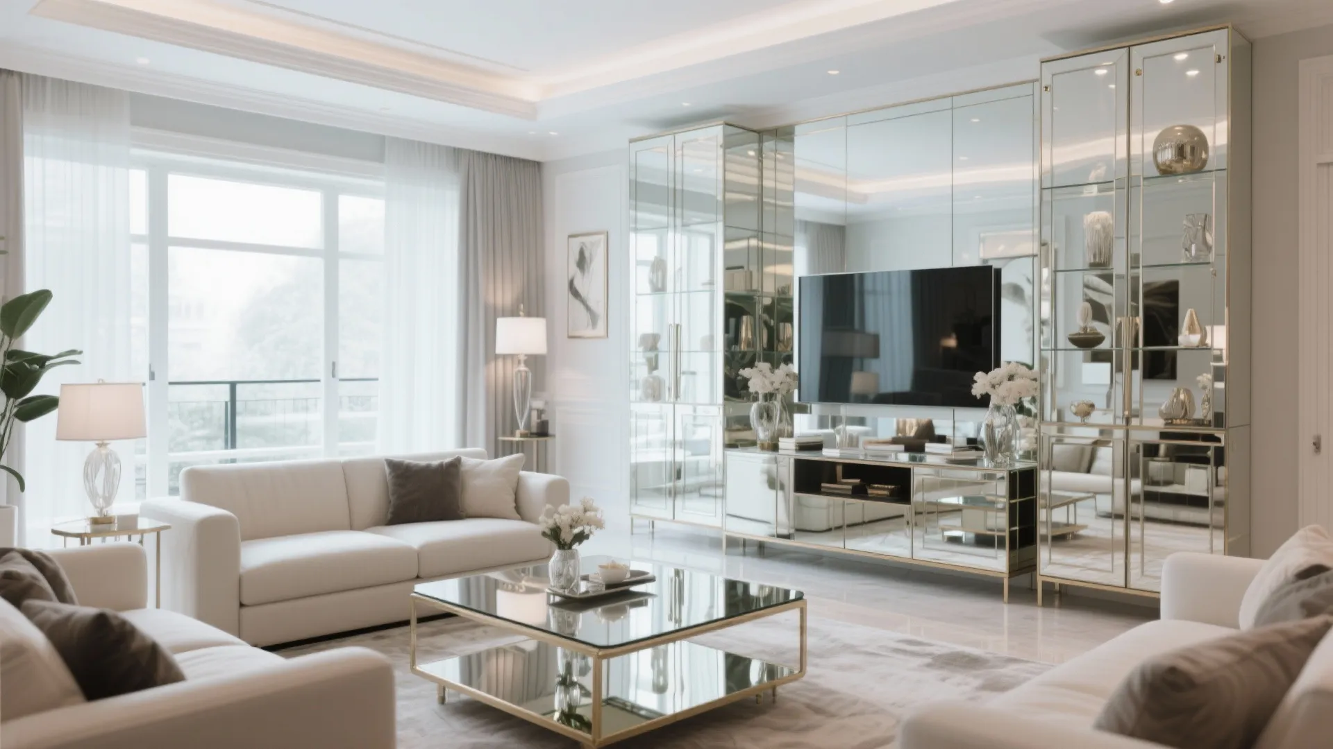 Glass or mirrored elements